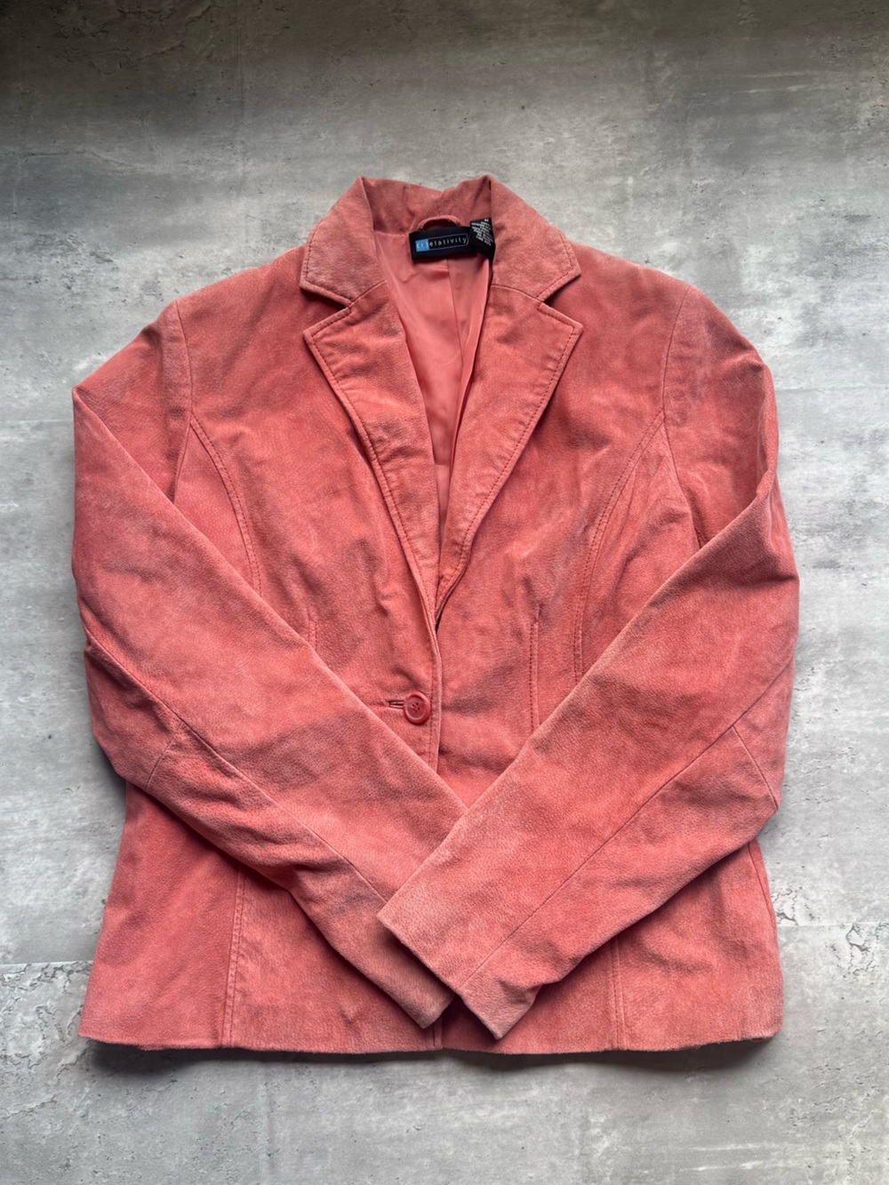Relativity Coral Suede Leather Blazer Jacket Womens Medium Single Button Pink